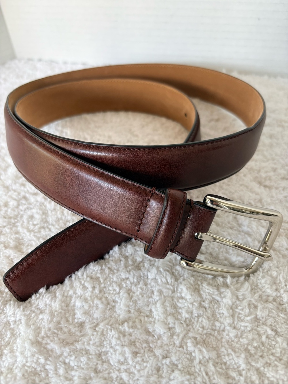 Cole Haan Mens Genuine Brown Leather Belt Size 38